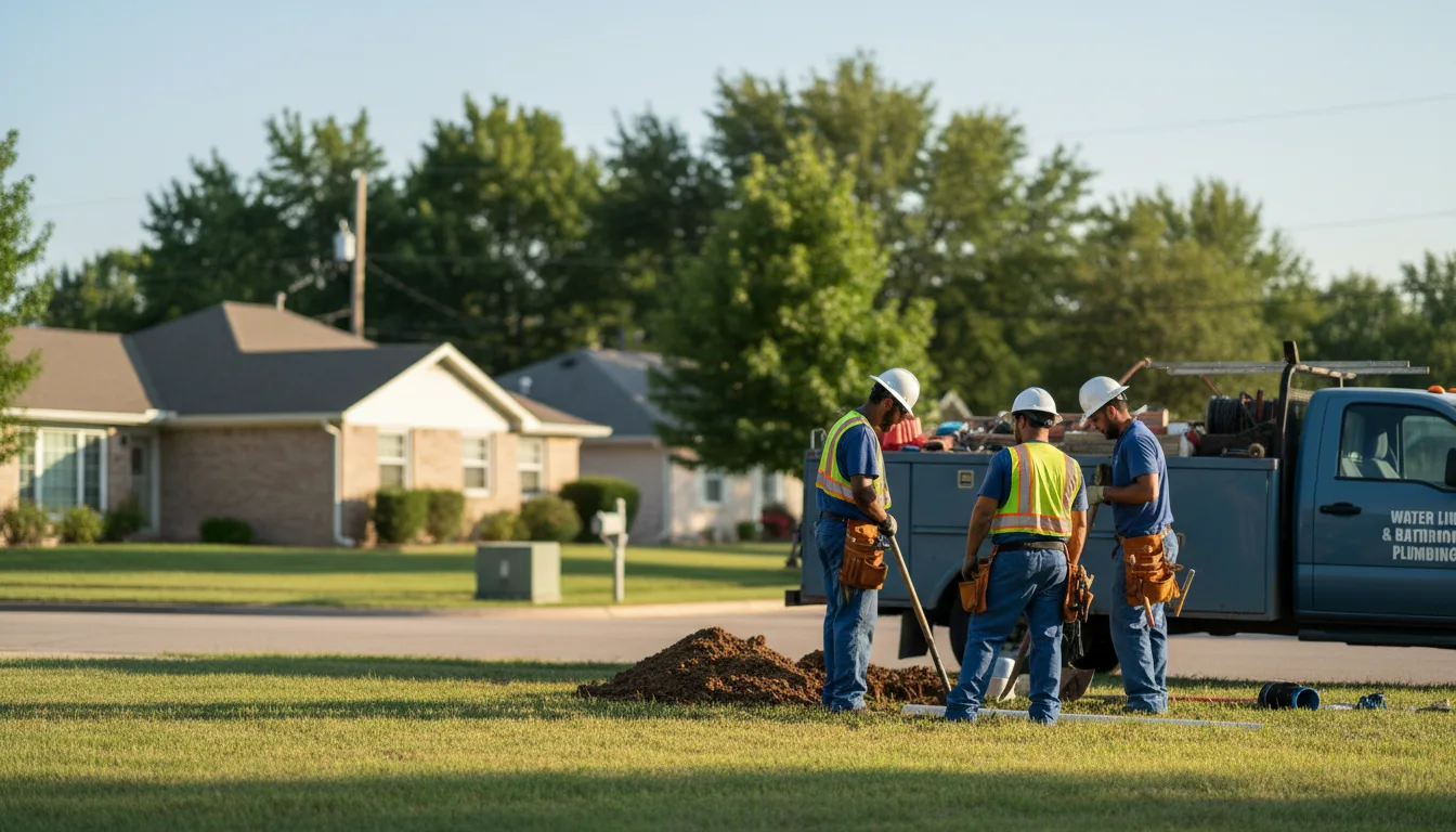 Residential water line and bathroom plumbing service in Denison, TX